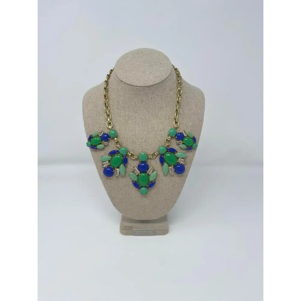 Stella and Dot Juniper Blue‎ Green Gold Statement Necklace